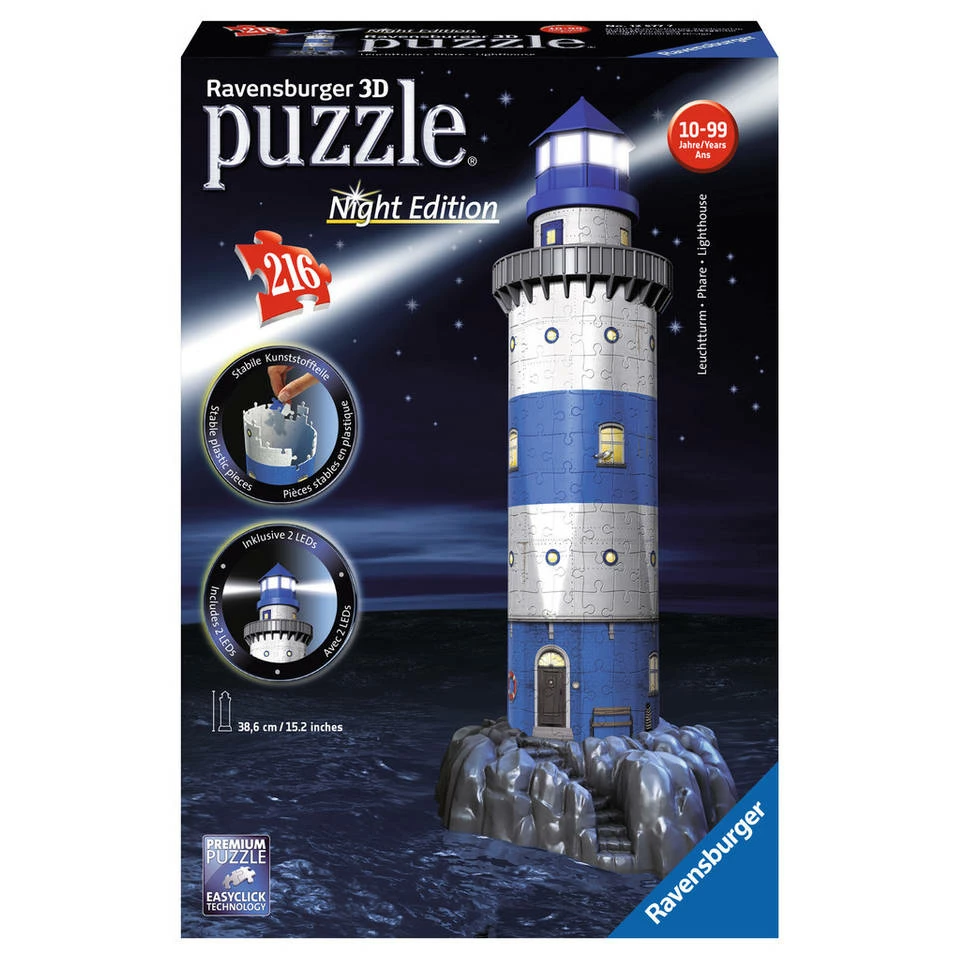 Ravensburger 3D-puzzel Vuurtoren Night Edition - 216 Stukjes 1 Ravensburger 3D-puzzel Vuurtoren Night Edition - 216 Stukjes