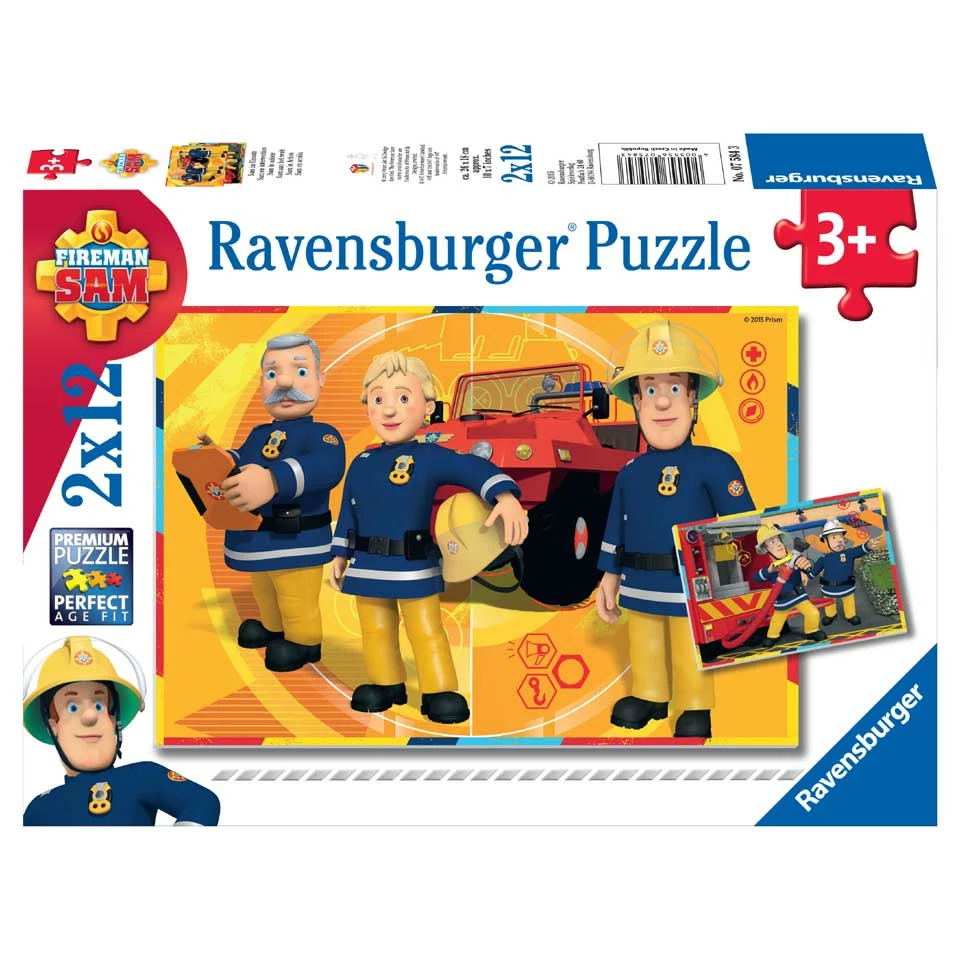 Ravensburger Brandweerman Sam Puzzelset Aan Het Werk - 2 X 12 Stukjes 1 Ravensburger Brandweerman Sam Puzzelset Aan Het Werk - 2 X 12 Stukjes