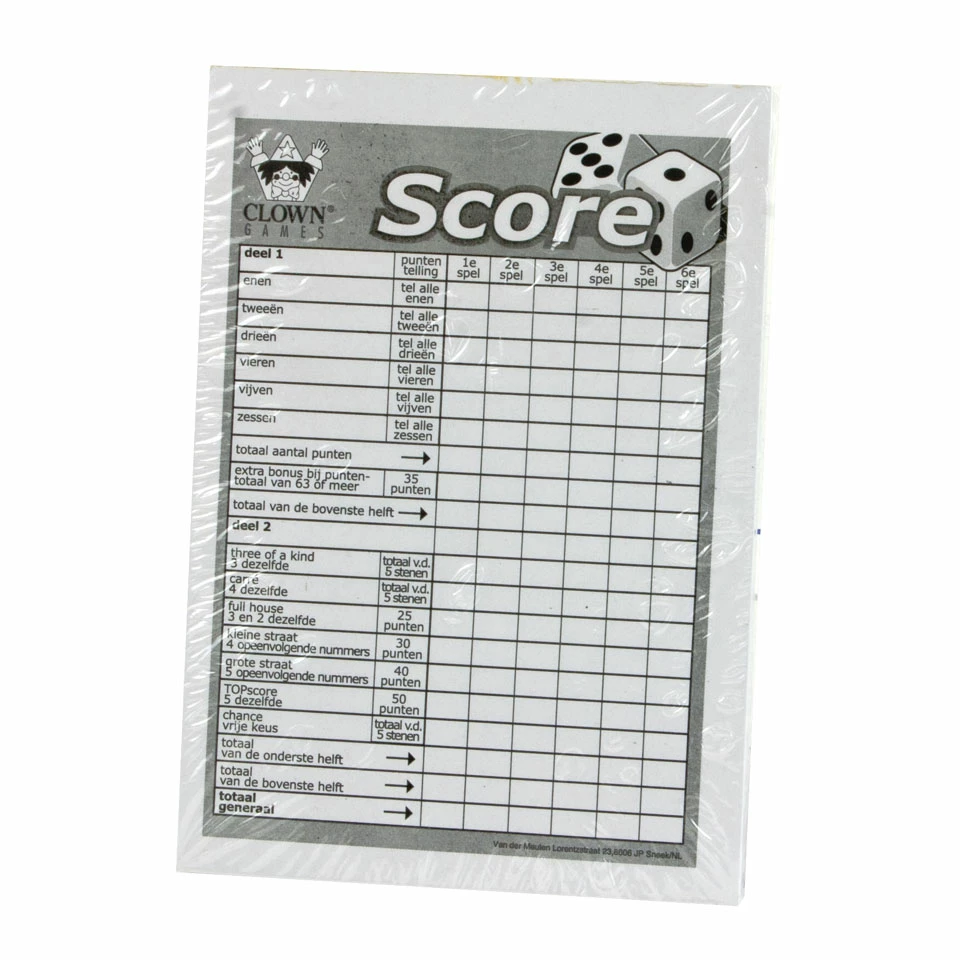 Clown Games Scoreblok - 50 Vel 1 Clown Games Scoreblok - 50 Vel