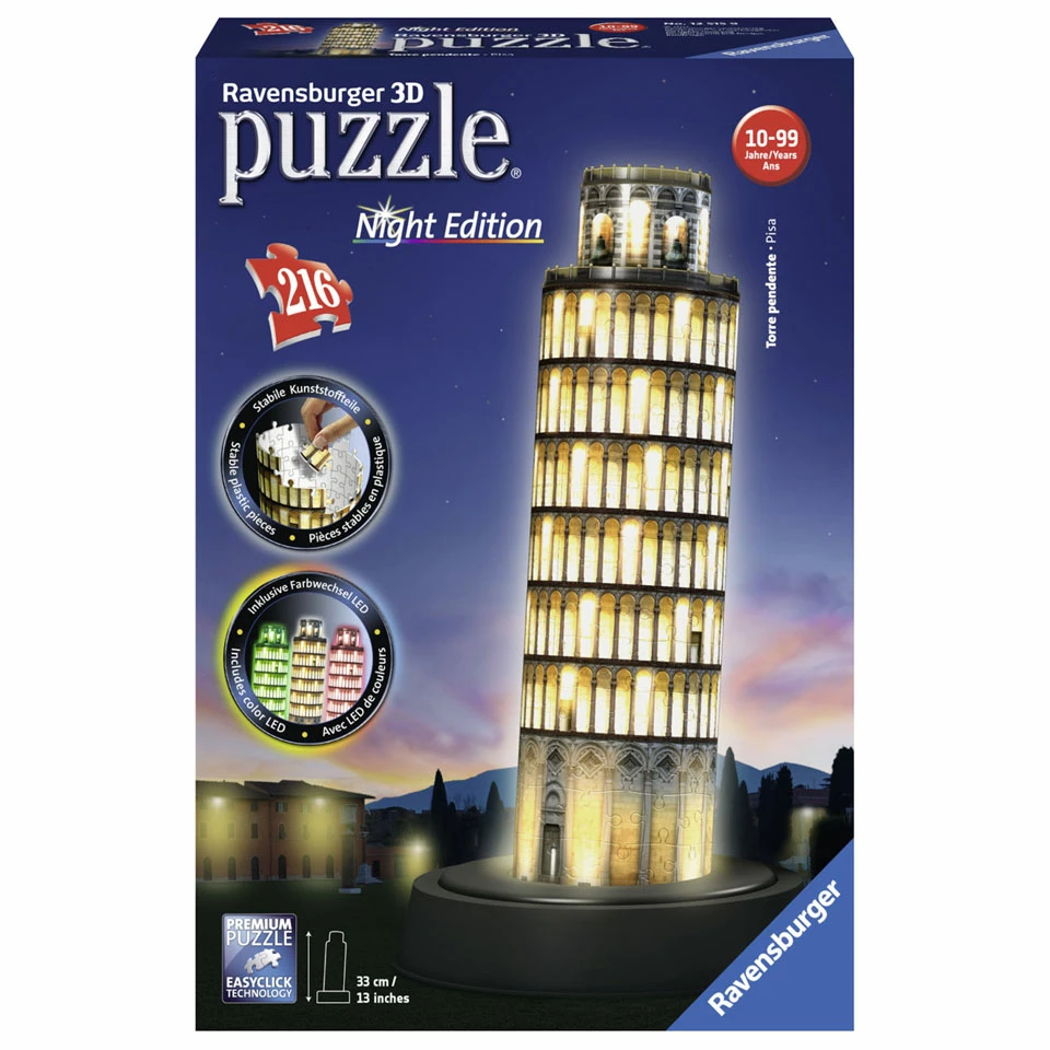 Ravensburger 3D-puzzel Toren Van Pisa Bij Nacht - 216 Stukjes 1 Ravensburger 3D-puzzel Toren Van Pisa Bij Nacht - 216 Stukjes