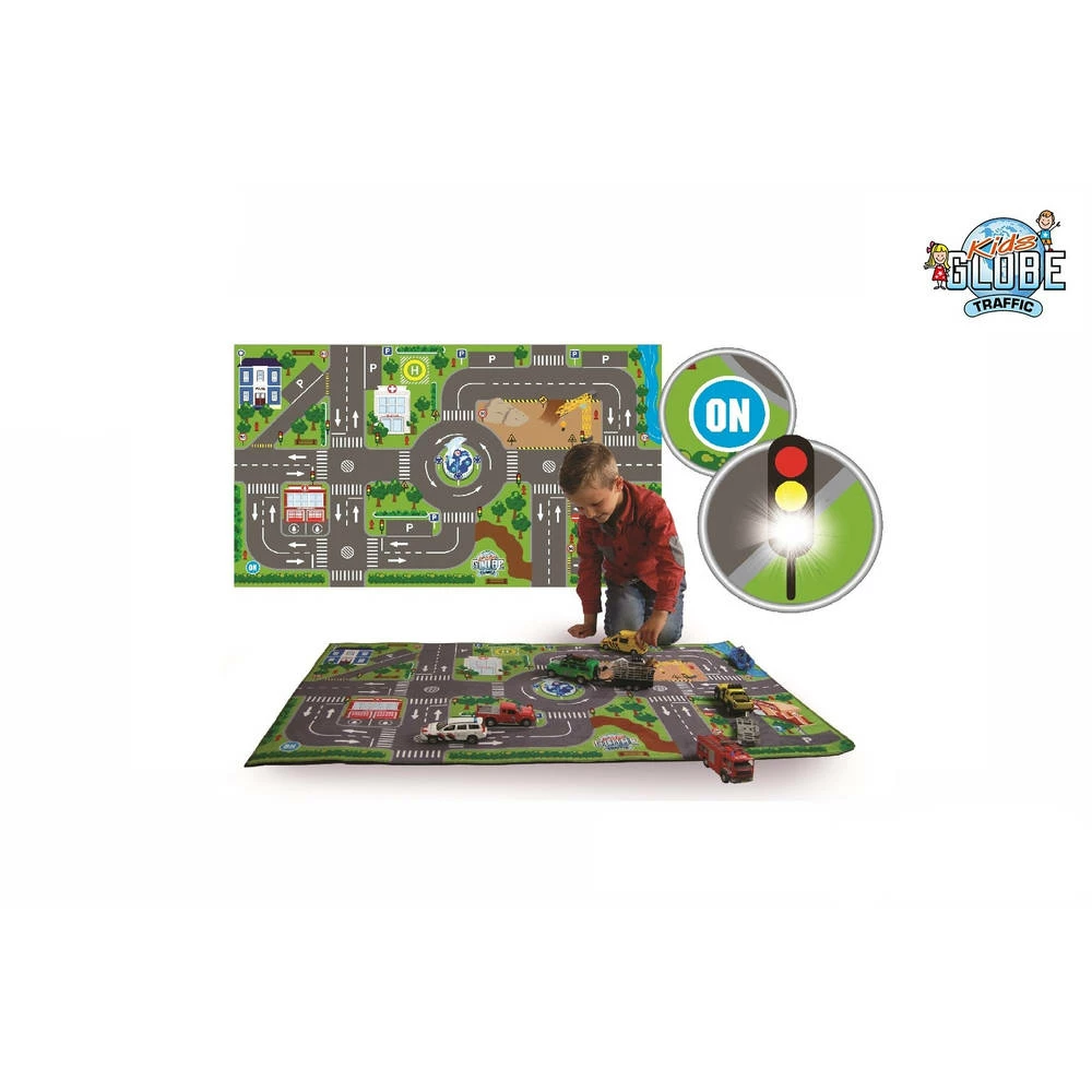 Kids Globe Verkeerskleed Met LED Verkeerslichten - 72 X 120 Cm 1 Kids Globe Verkeerskleed Met LED Verkeerslichten - 72 X 120 Cm