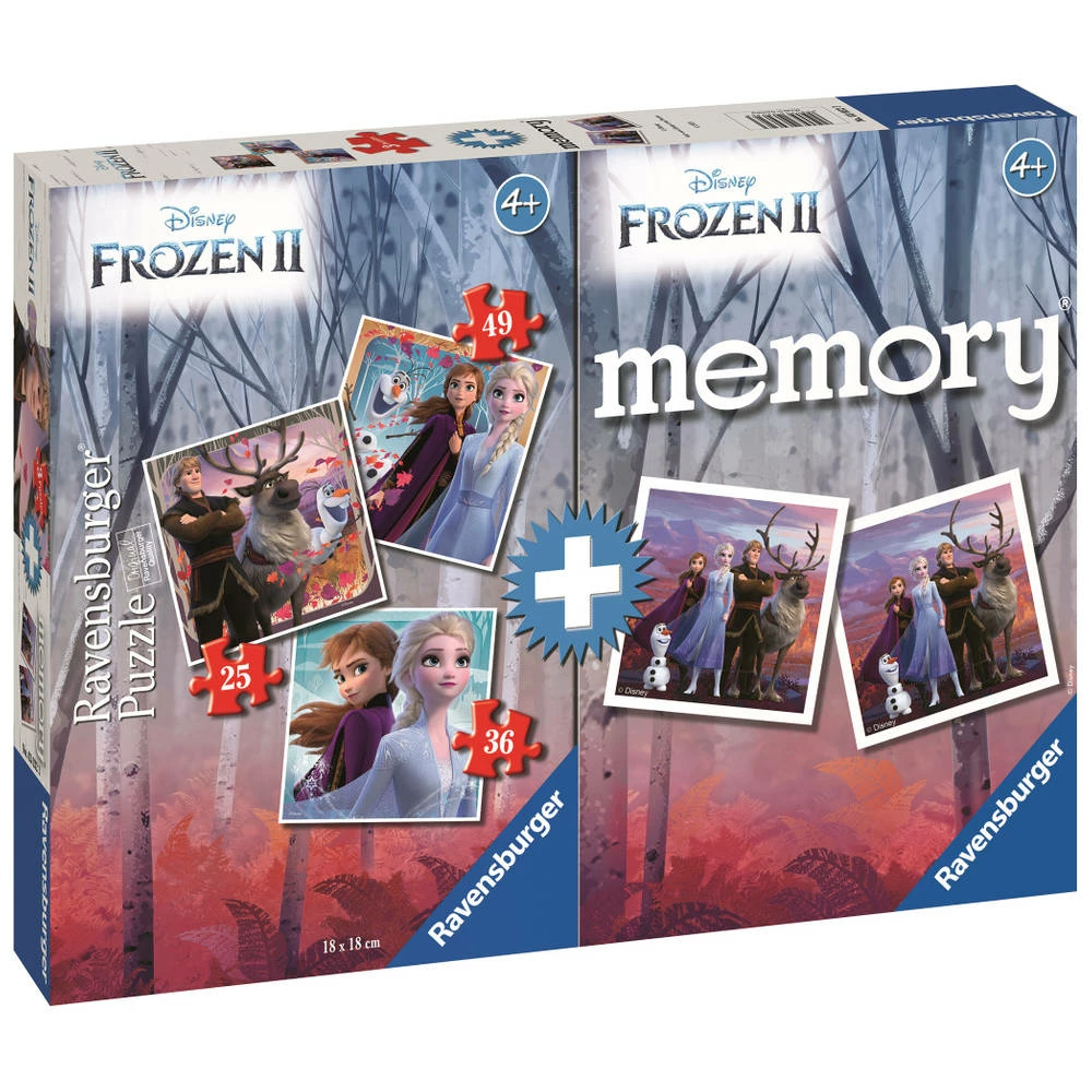 Ravensburger Disney Frozen 3-in-1 Puzzel Met Memory - 25/36/49 Stukjes 1 Ravensburger Disney Frozen 3-in-1 Puzzel Met Memory - 25/36/49 Stukjes