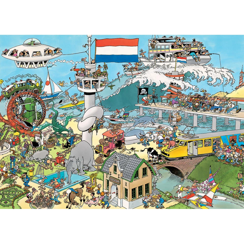 Jumbo Jan Van Haasteren Puzzelset Verkeerschaos & Ter Land, Ter Zee En In De Lucht - 2 X 1000 Stukjes 3 Jumbo Jan Van Haasteren Puzzelset Verkeerschaos & Ter Land, Ter Zee En In De Lucht - 2 X 1000 Stukjes - Afbeelding 3