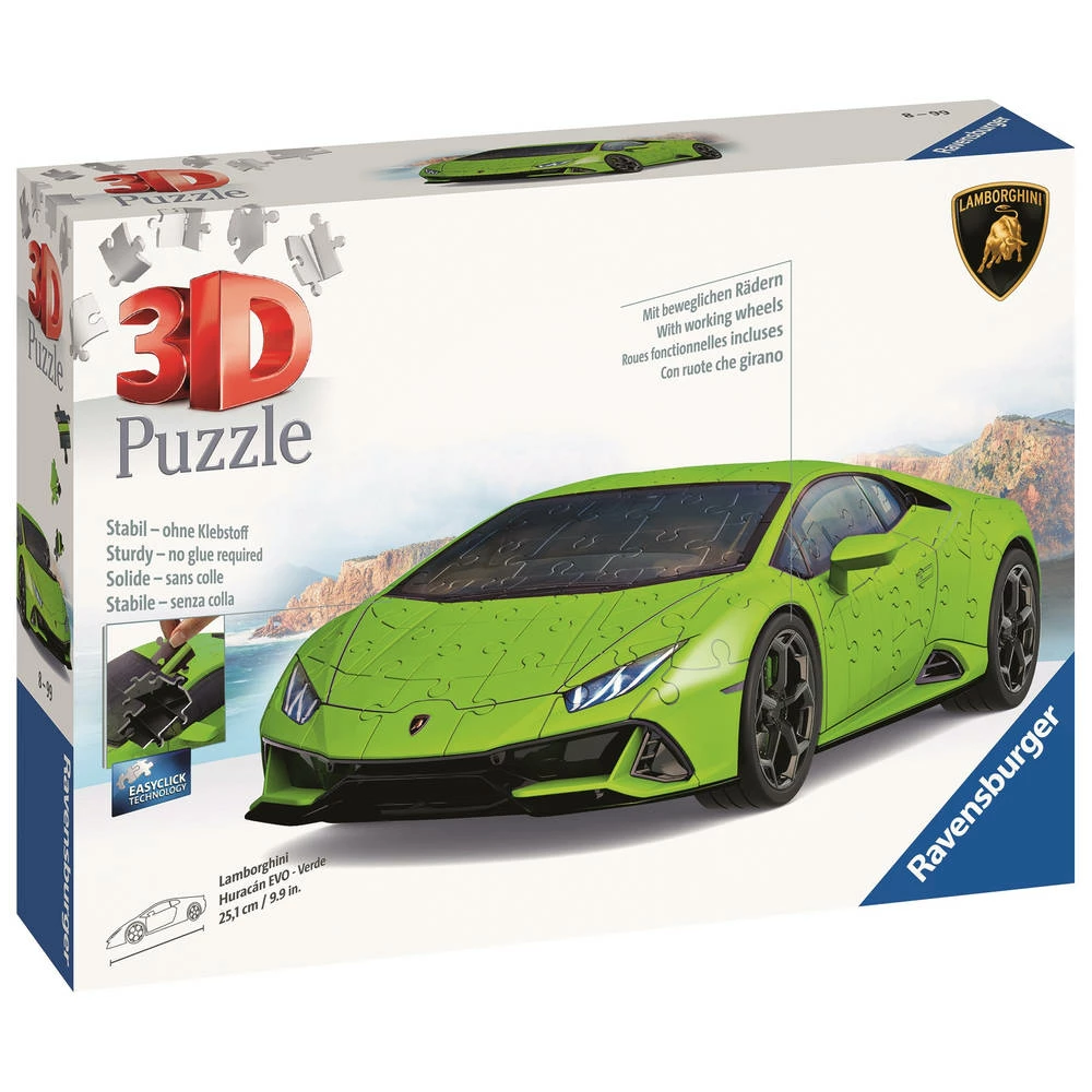 Ravensburger 3D-puzzel Groene Lamborghini Huracán EVO - 108 Stukjes 2 Ravensburger 3D-puzzel Groene Lamborghini Huracán EVO - 108 Stukjes - Afbeelding 2