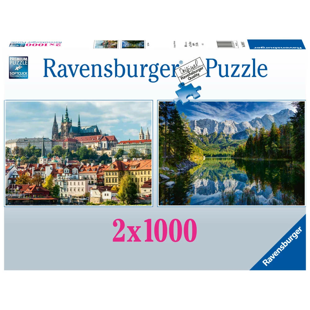 Ravensburger Puzzelset Praag En Eibsee Met Wettersteingebergte - 2 X 1000 Stukjes 1 Ravensburger Puzzelset Praag En Eibsee Met Wettersteingebergte - 2 X 1000 Stukjes