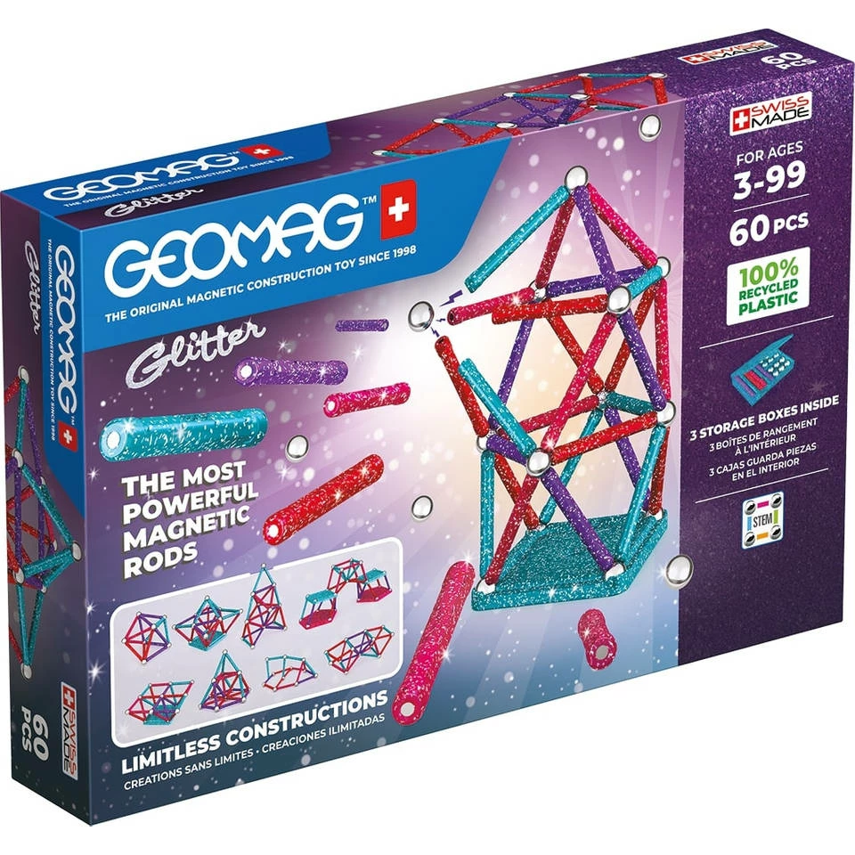 Geomag Glitter Gerecycled Set 60-delig 1 Geomag Glitter Gerecycled Set 60-delig